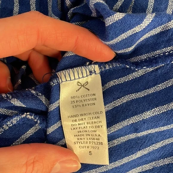 Women's Everly Blue & White Pinstripe Cotton Casual High Waist Pocket Shorts - Picture 9 of 9